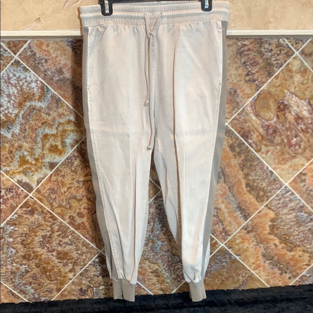 Anthropologie Cloth & Stone Women’s Beige Army Olive Green Side Striped Joggers
